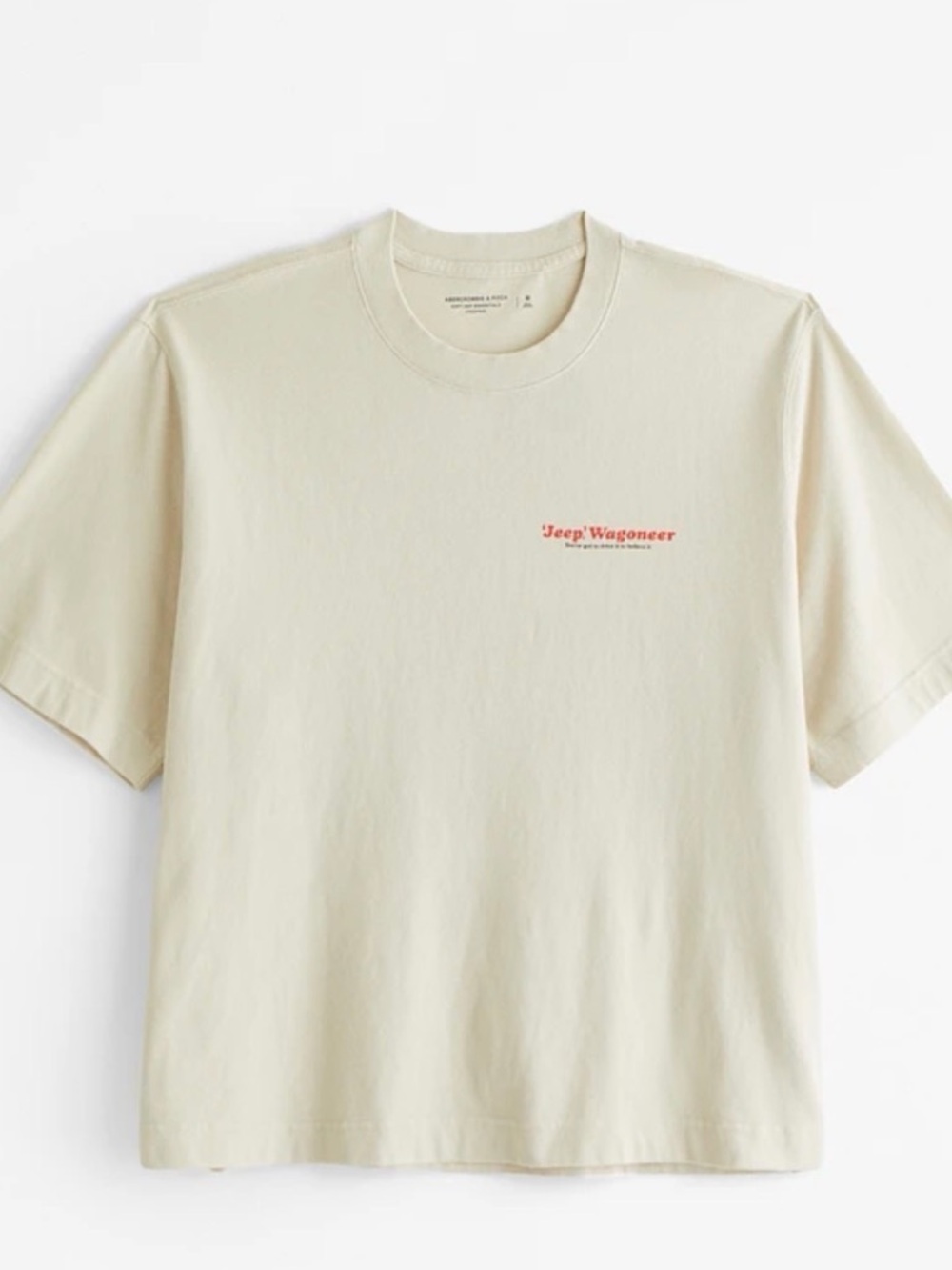 Abercrombie & Fitch x Jeep - Slightly Cropped Cream Tee with Logo